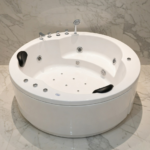 AquaBath 5x5 ft round jacuzzi bathtub with hydro massage jets