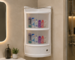 AquaBath ABS Corner Bathroom Cabinet Front View White Wall Mounted Storage Cabinet