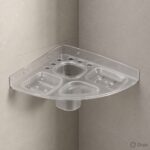 AquaBath Transparent ABS Multipurpose Bathroom Corner Shelf Wall Mounted Organizer
