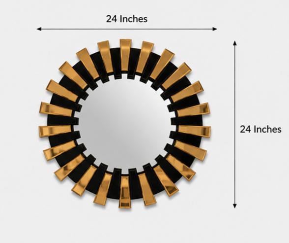 AquaBath Designer Round Decorative Mirror Dimensions – 24 × 24 Inch Dimension View of AquaBath Designer Round Decorative Mirror 24 × 24 Inches