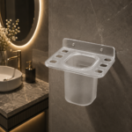 AquaBath premium plastic 2 in 1 soap dish with tumbler holder wall mounted bathroom organizer