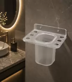 AquaBath premium plastic 2 in 1 soap dish with tumbler holder wall mounted bathroom organizer