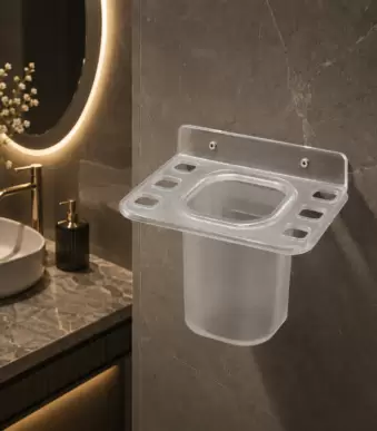 AquaBath premium plastic 2 in 1 soap dish with tumbler holder wall mounted bathroom organizer