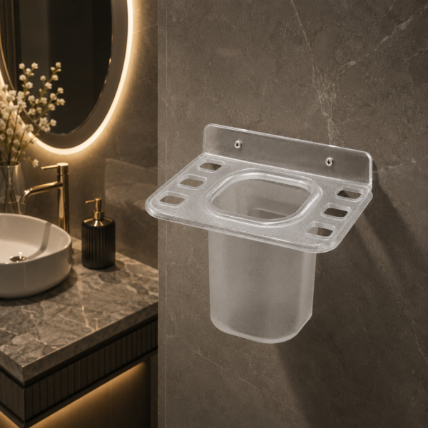 AquaBath premium plastic 2 in 1 soap dish with tumbler holder wall mounted bathroom organizer