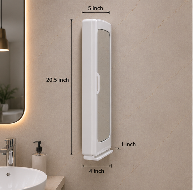 Rich Look Bathroom Cabinet – Side View with Dimensions Rich Look cabinet side profile showing 20.5 x 14.5 x 5 inch dimensions