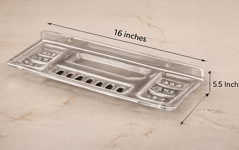 AquaBath Transparent ABS Multipurpose Bathroom Shelf Dimensions Dimension View of AquaBath Transparent ABS Bathroom Shelf Showing 16 × 5.5 Inch Size