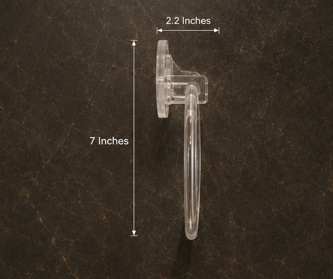 AquaBath Transparent ABS Towel Ring Dimensions Side Profile of AquaBath Transparent ABS Towel Ring Showing 7 × 2.2 Inch Dimensions