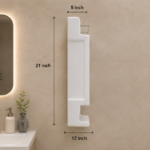 Side Profile of AquaBath NU Look ABS Bathroom Cabinet Showing 21 x 12 x 5 Inch Dimensions