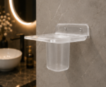 Side View of AquaBath Transparent ABS Wall Mounted Toothbrush Holder with Cup