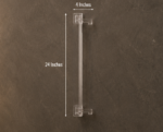 Side Profile of AquaBath Transparent ABS Towel Rod Showing 24 × 4 Inch Dimensions