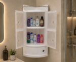 Open View of AquaBath ABS Corner Bathroom Cabinet with Spacious Storage Compartments