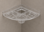 Dimension View of AquaBath Transparent ABS Multipurpose Corner Shelf Showing 12 × 8 × 5 Inch Size