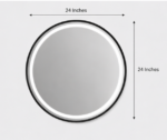 Dimension View of AquaBath Round LED Bathroom Mirror 24 × 24 Inches
