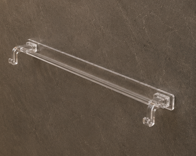 AquaBath Transparent ABS Towel Rod – Close-Up View Close-Up View of AquaBath Transparent ABS Wall Mounted Towel Rod
