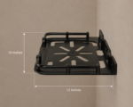 Side Profile of AquaBath Black ABS Set Top Box Wall Stand Showing 12 × 10 Inch Dimensions