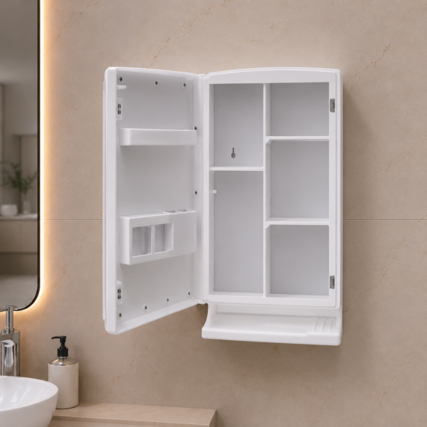 AquaBath NU Look ABS Bathroom Cabinet with Mirror Door 20.5 × 14.5 × 5 Inches Wall Mounted Storage Cabinet