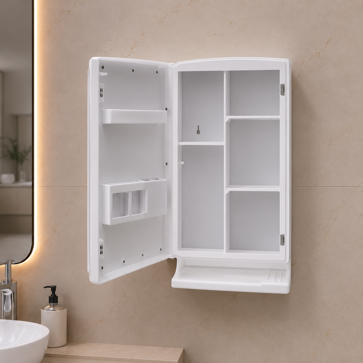 NU Look ABS Bathroom Cabinet with Mirror Door – AquaBath AquaBath NU Look ABS Bathroom Cabinet with Mirror Door 20.5 × 14.5 × 5 Inches Wall Mounted Storage Cabinet