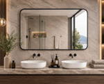 AquaBath Black Frame Bathroom Mirror Front View 24 × 18 Inches 5mm Glass