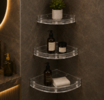 AquaBath Transparent ABS Corner Shelf Set with Bathroom Essentials