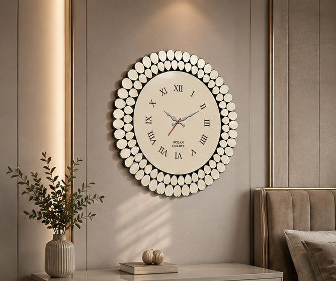 AquaBath Decorative Round Wall Clock 24 × 24 Inch – Front View AquaBath Decorative Round Wall Clock Front View 24 × 24 Inches