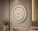 Angled View of AquaBath Decorative Round Wall Clock 24 × 24 Inches