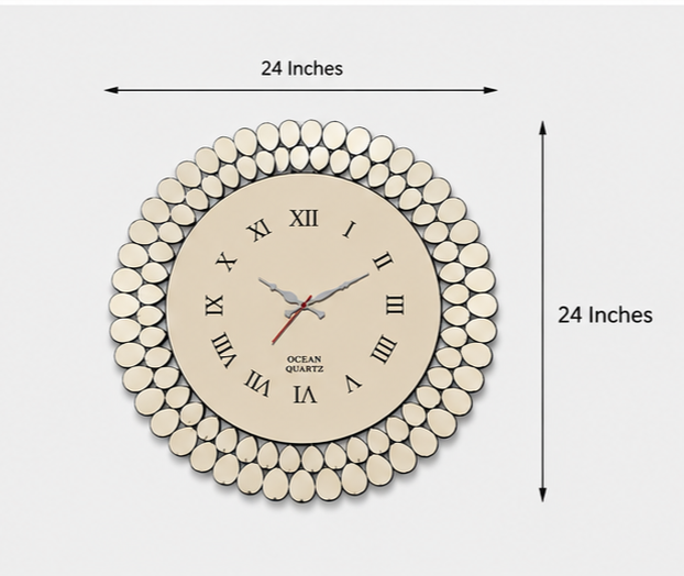 AquaBath Decorative Round Wall Clock Dimensions – 24 × 24 Inch Dimension View of AquaBath Decorative Round Wall Clock 24 × 24 Inches
