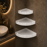 AquaBath PP Corner Set 3 Pcs premium white polypropylene plastic bathroom corner shelf set