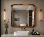 AquaBath Rose Gold Stainless Steel Frame Mirror Front View 24 × 24 Inches