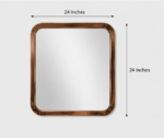 Dimension View of AquaBath Rose Gold Stainless Steel Frame Mirror 24 × 24 Inches