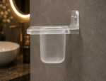 Side View of AquaBath Transparent ABS Wall Mounted Toothbrush Holder with Cup