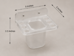Dimension View of AquaBath Transparent ABS Toothbrush Holder Showing 5 × 5 × 3.5 Inch Size