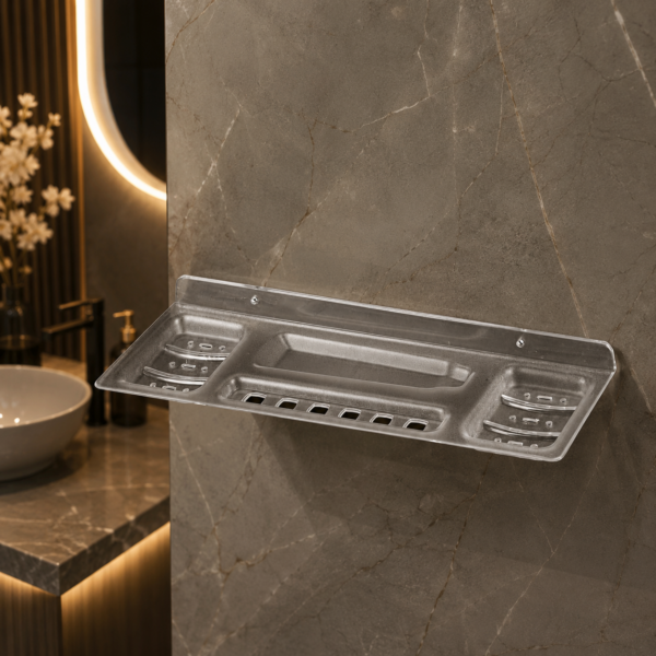 AquaBath Delux Shelf 16 premium ABS plastic wall mounted bathroom shelf with soap trays