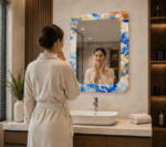 Person Using AquaBath Double Glass Decorative Mirror