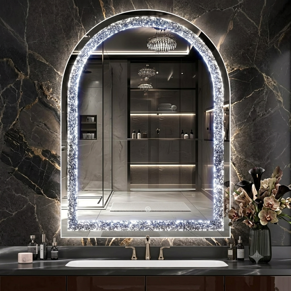 Diamond LED Mirror 18x24 Inches AquaBath Diamond LED Mirror 18x24 Inches with 3 LED Light Modes