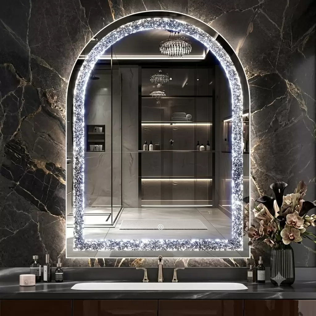 AquaBath Diamond LED Mirror 18x24 Inches with 3 LED Light Modes