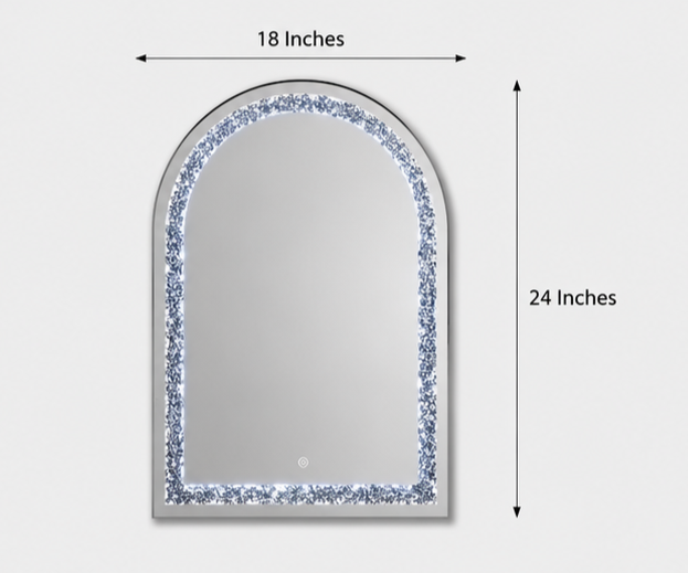 AquaBath Arch LED Mirror Dimensions – 18 × 24 Inch Dimension View of AquaBath Arch LED Bathroom Mirror 18 × 24 Inches