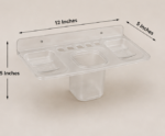 Dimension View of AquaBath Transparent ABS Toothbrush Holder Shelf Showing 12 × 5 × 5 Inch Size