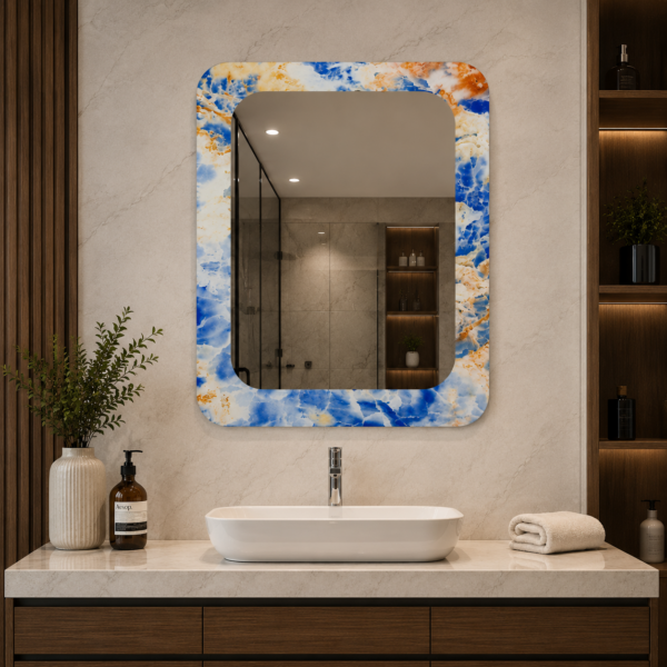AquaBath Double Glass Mirror 18x24 Inches with Decorative Double Glass Border