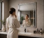Person Using AquaBath Double SS Decorative Mirror