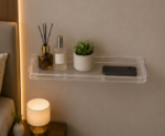 AquaBath Transparent ABS Wall Shelf Front View 18 × 5.5 × 2 Inches Wall Mounted Storage Shelf