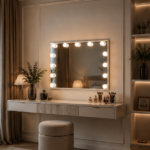 Hollywood Vanity Mirror Installed Above Dressing Table