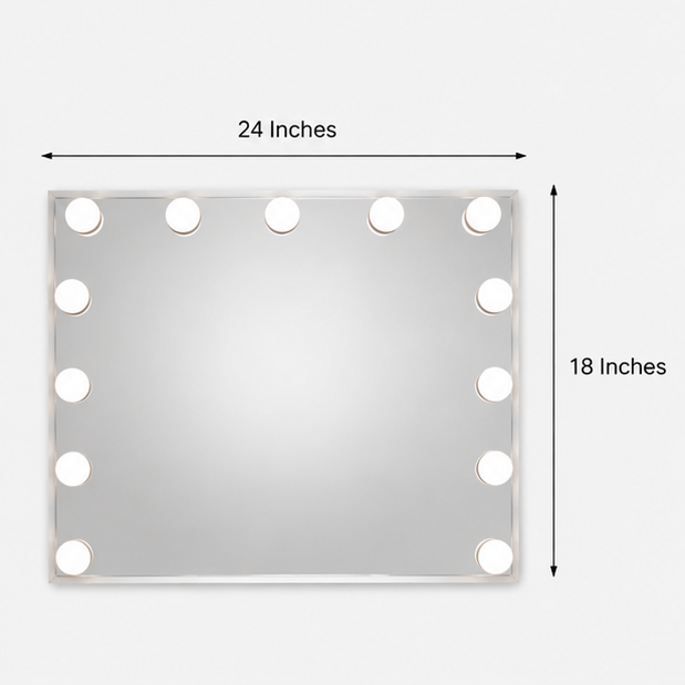 AquaBath Hollywood Vanity Mirror Dimensions – 24 × 18 Inch Dimension View of AquaBath Hollywood Vanity Mirror 24 × 18 Inches