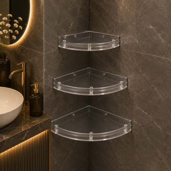 AquaBath Jumbo Corner Set 3 Pcs premium ABS plastic wall mounted bathroom corner shelves
