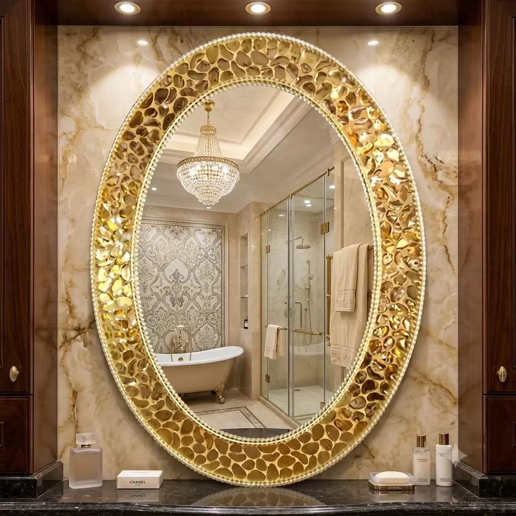 AquaBath Mosaic Mirror 18x24 Inches with Decorative Mosaic Border