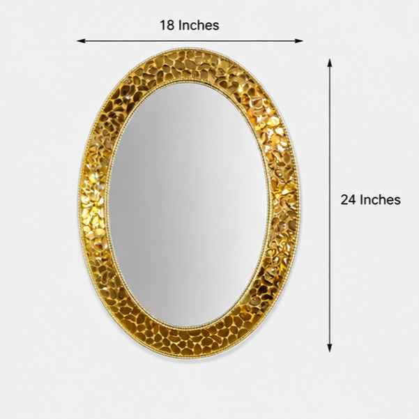AquaBath Mosaic Decorative Mirror Dimensions – 18 × 24 Inch Dimension View of AquaBath Gold Mosaic Decorative Mirror 18 × 24 Inches