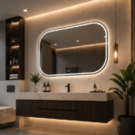 Angled View of AquaBath Premium LED Bathroom Mirror