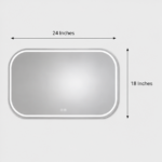 Dimension View of AquaBath Premium LED Mirror 24 × 18 Inches