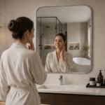 Person Using AquaBath Rectangular Bathroom Mirror