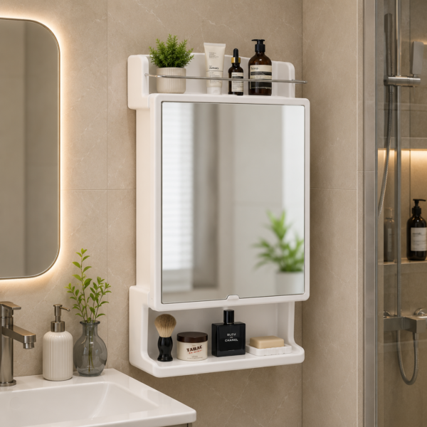 AquaBath Rich Look ABS Bathroom Cabinet with Mirror Door 18 × 6 × 30 Inches Wall Mounted Storage Cabinet