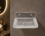 AquaBath Transparent ABS Wall Mounted Soap Dish Front View 5.5 × 4 Inches